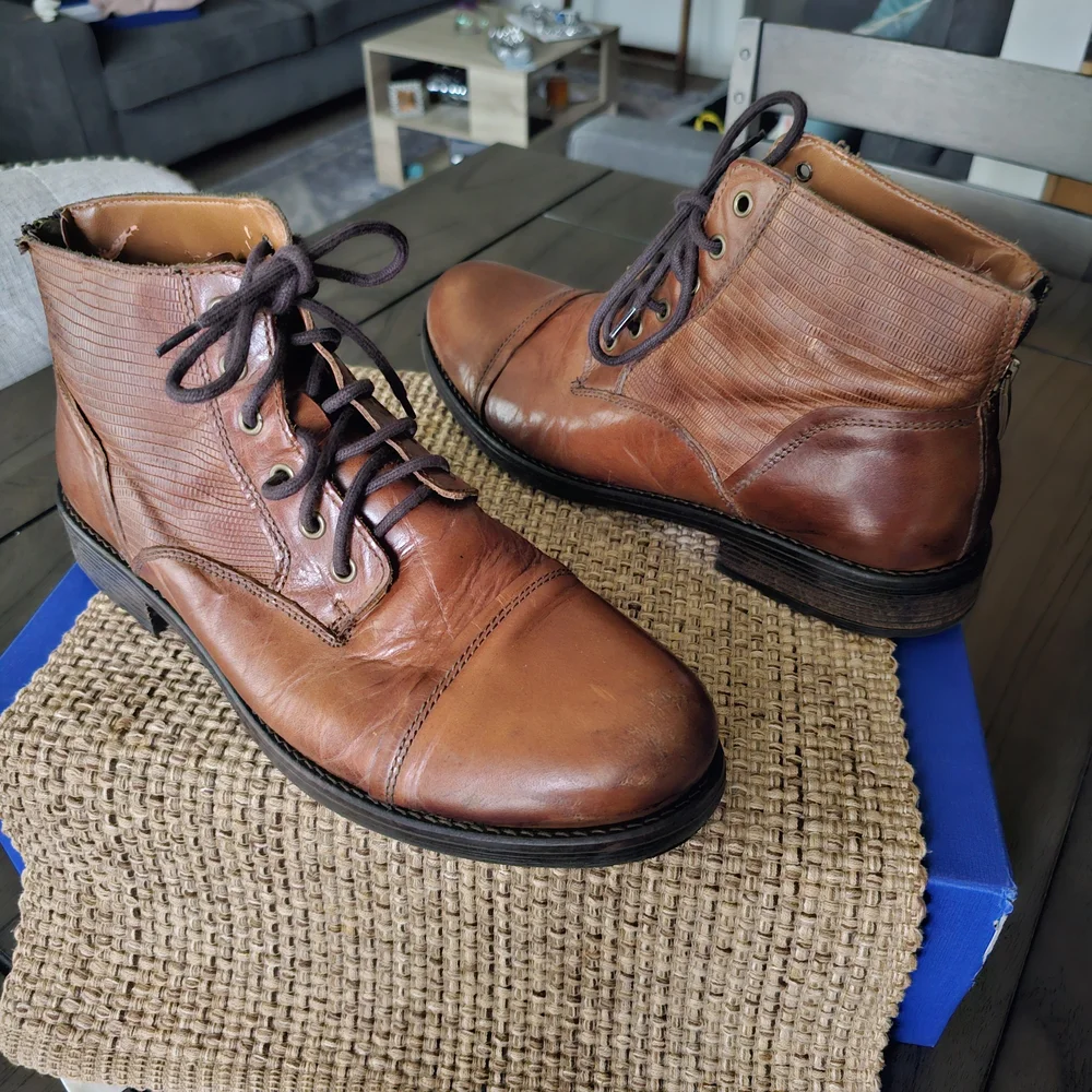 Aldo Men's Tan Leather Lace-Up Boots